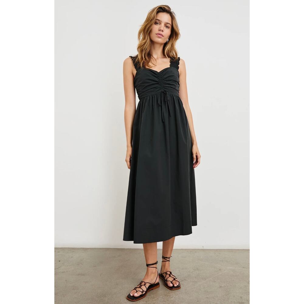 Rails Irisa Black Cotton Poplin Midi Dress - Size Small (New)